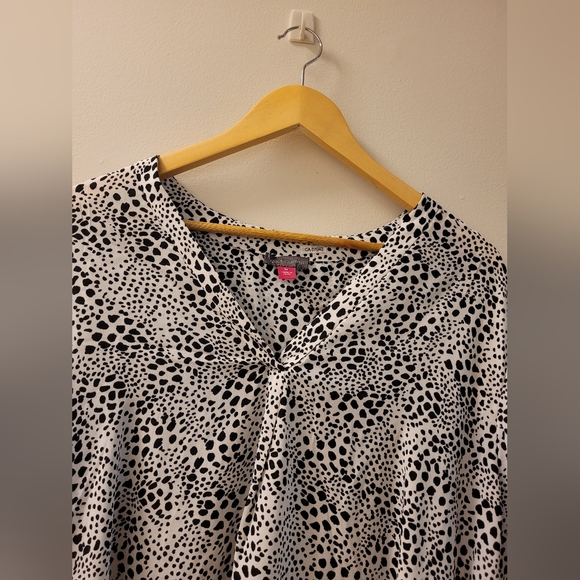 Vince camuto dot black and white long sleeve xl size top A3 - Picture 3 of 10